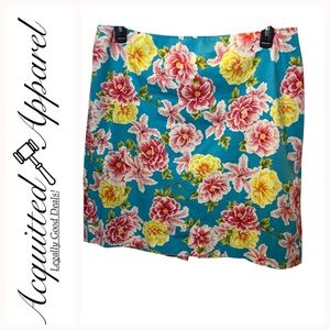 Jones New York Tropical Flower Mini Skirt With Slit
